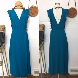 Willow & Clay Teal Wrap Ruffle Dress NWT Size Small